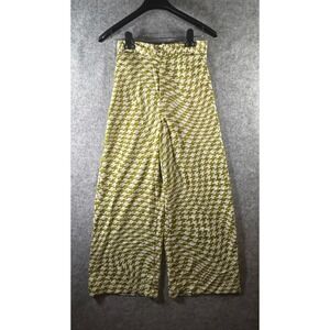 Urban Outfitters Distorted Houndstooth Wide Leg Pants Olive Green Cream Small